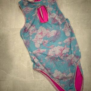 Love Shack Fancy Pink and Blue Patterned Swimsuit